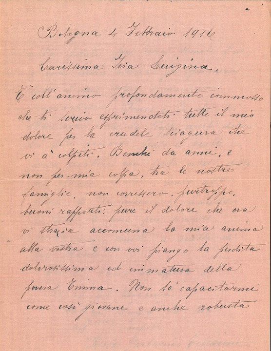 Lettere di condoglianze per la morte di Emma Ramorino
